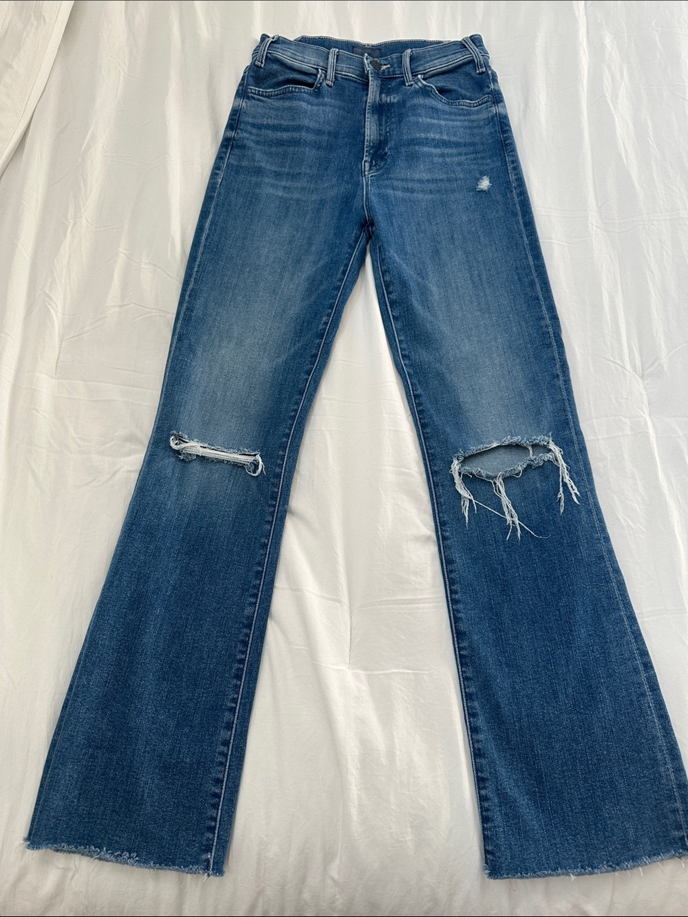 MOTHER Straight Leg Ankle Jeans in Medium Blue Wash - Picture 2 of 4